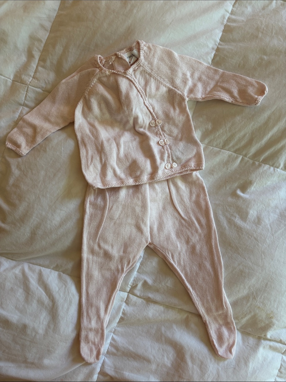 New Born Angel Dear Baby Knit Two-Piece Set in Light Pink